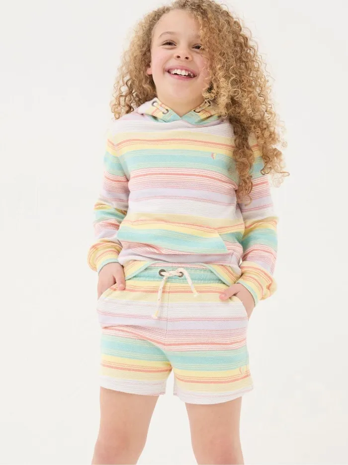 Kids Shorts Fat Face White Textured Stripe Shorts