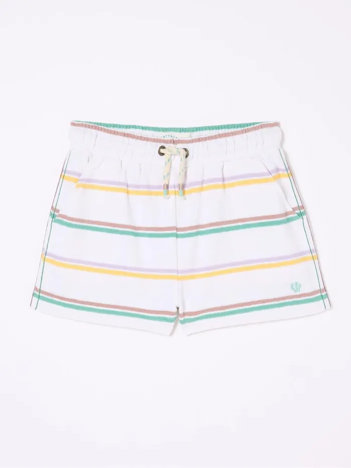 Kids Shorts Fat Face White Textured Stripe Shorts