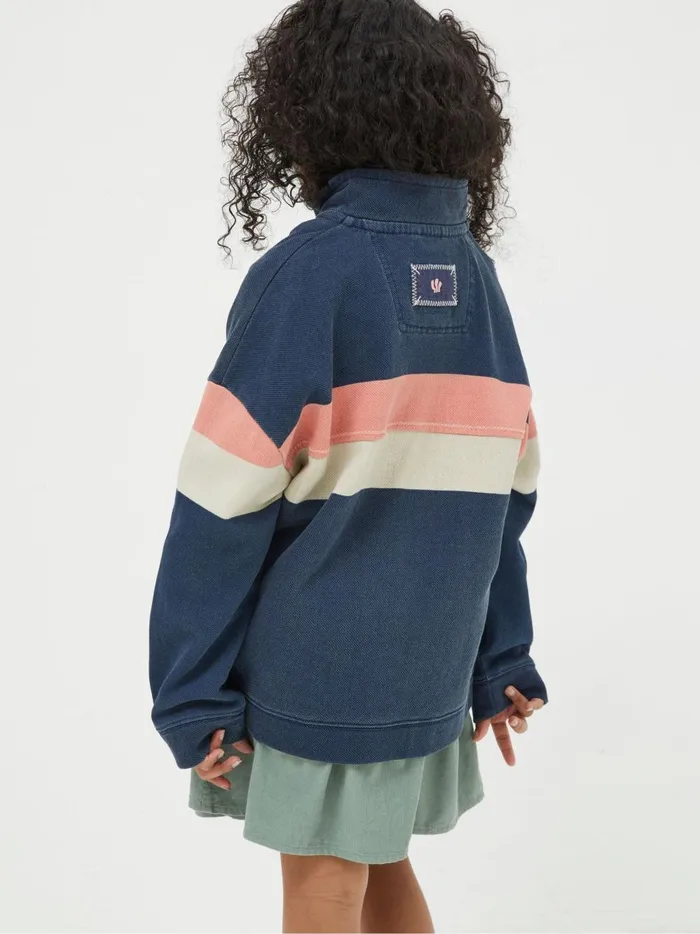 Kids Sweatshirts and Hoodies Fat Face Blue Colourblock Boxy Airlie Sweat Top