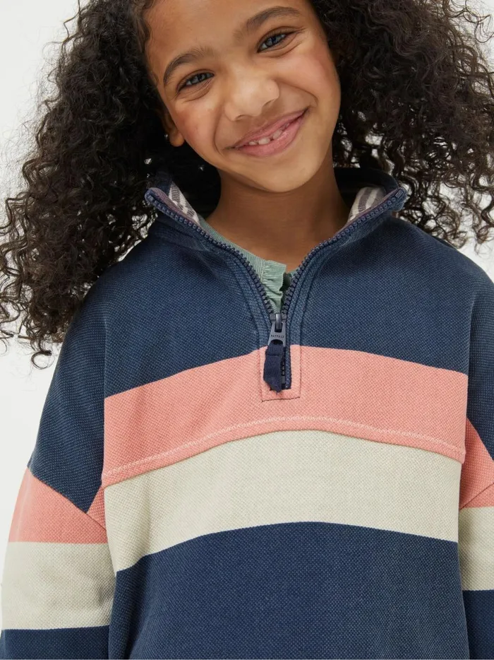 Kids Sweatshirts and Hoodies Fat Face Blue Colourblock Boxy Airlie Sweat Top