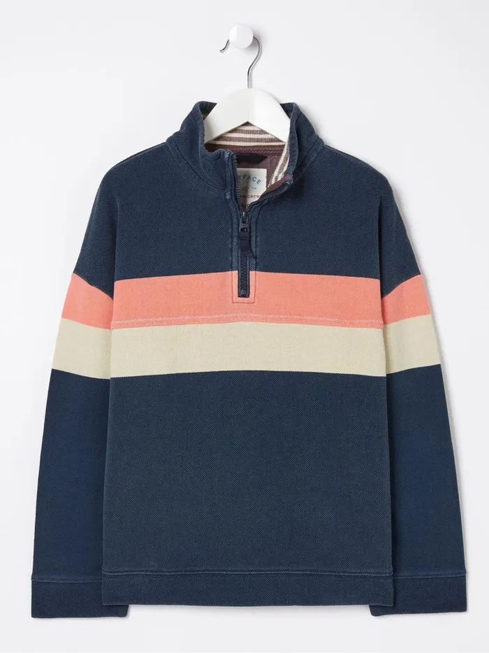 Kids Sweatshirts and Hoodies Fat Face Blue Colourblock Boxy Airlie Sweat Top