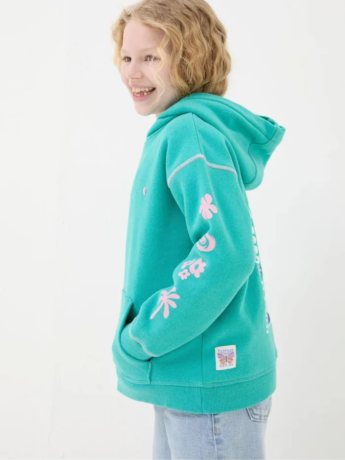 Kids Sweatshirts and Hoodies Fat Face Blue Good Vibes Popover Hoodie