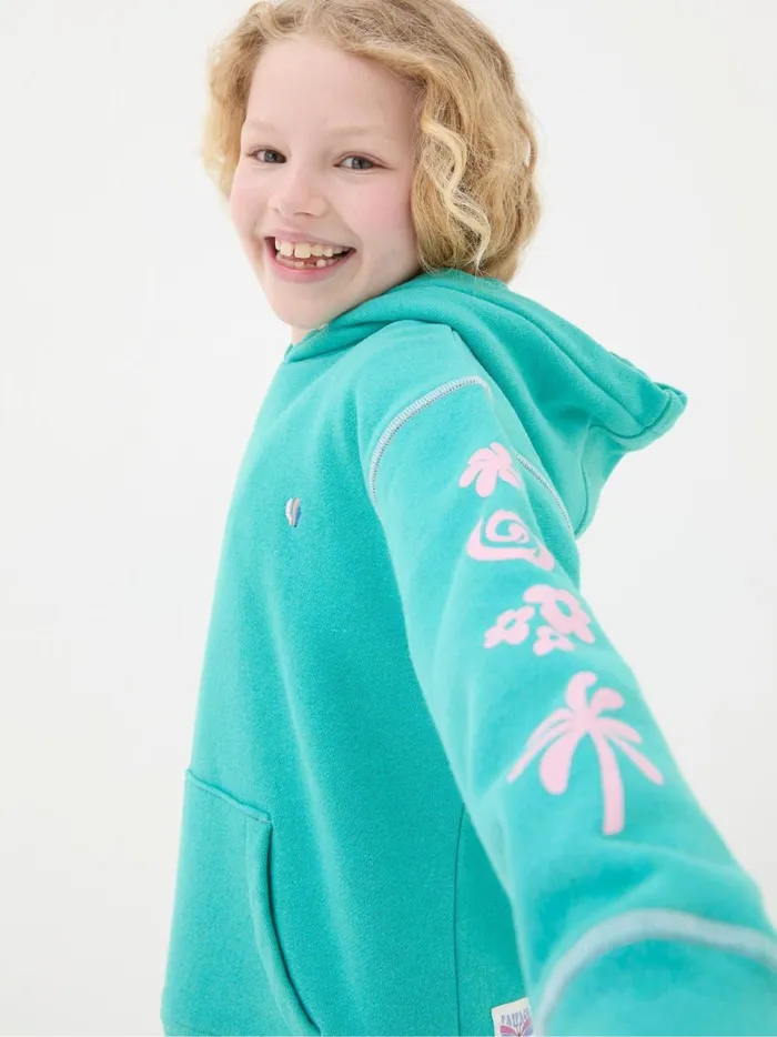 Kids Sweatshirts and Hoodies Fat Face Blue Good Vibes Popover Hoodie