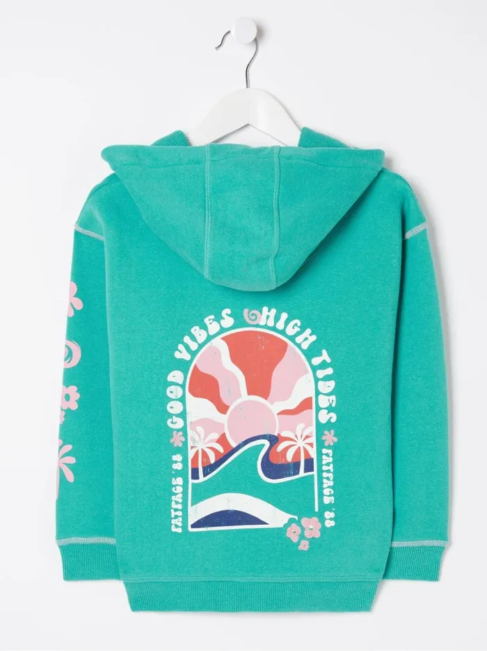 Kids Sweatshirts and Hoodies Fat Face Blue Good Vibes Popover Hoodie