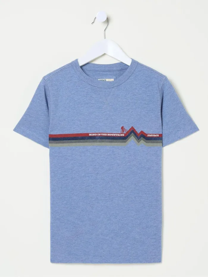 Kids TShirts and Polos Fat Face Blue Bike Stripe TShirt