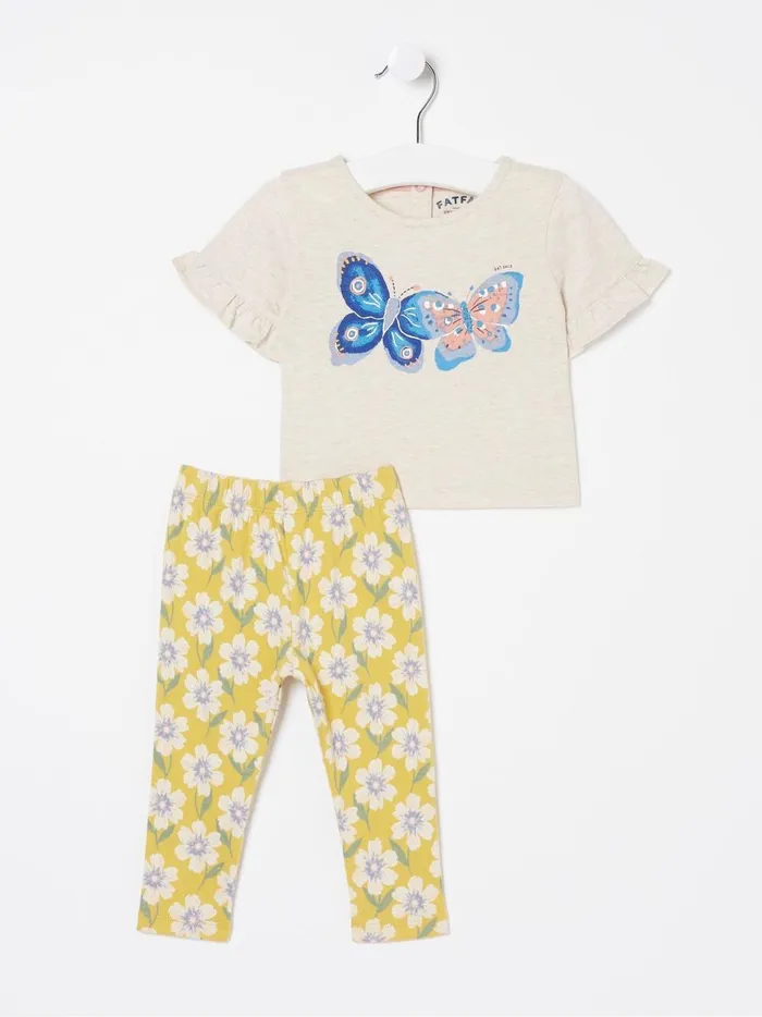 Kids Tops and TShirts Fat Face Natural Butterfly Graphic Leggings Set