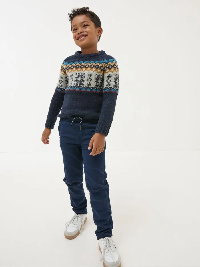 Kids Trousers Jeans and Joggers Fat Face Sam Navy Blue Smart PullOn Trousers