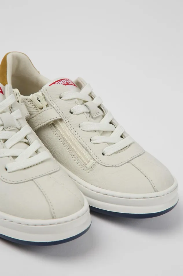 Kids Twins White Leather And Nubuck Sneakers For Kids Camper Sneakers