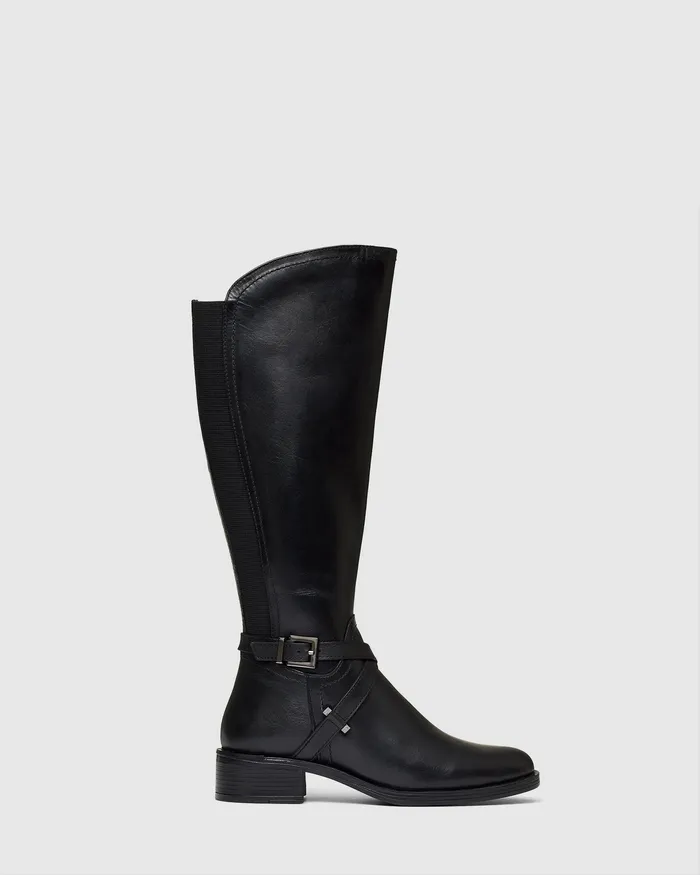 Knee High Boots TREVIE Black Smooth NOVO Shoes Women