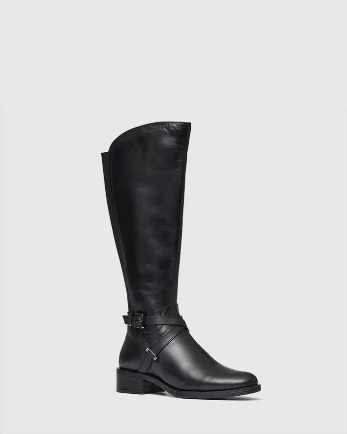 Knee High Boots TREVIE Black Smooth NOVO Shoes Women
