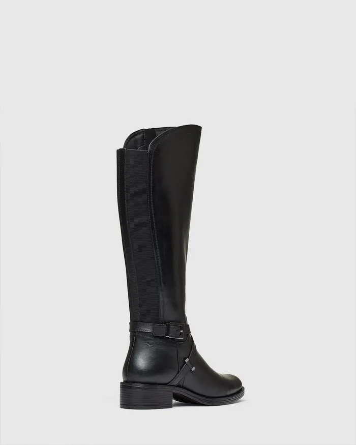 Knee High Boots TREVIE Black Smooth NOVO Shoes Women