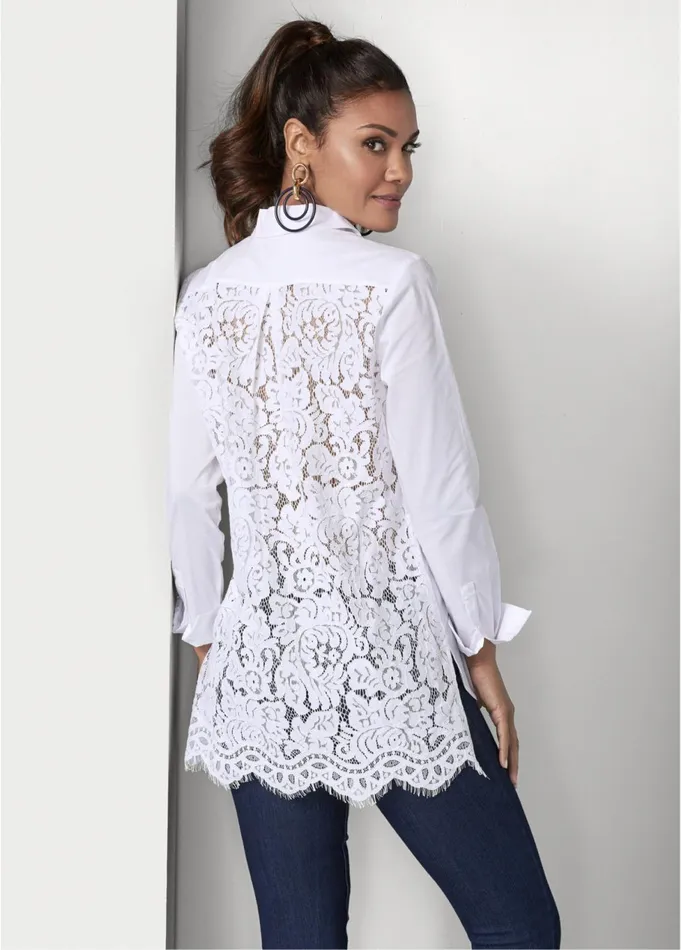 LACE BACK BLOUSE White Women VENUS Blouses