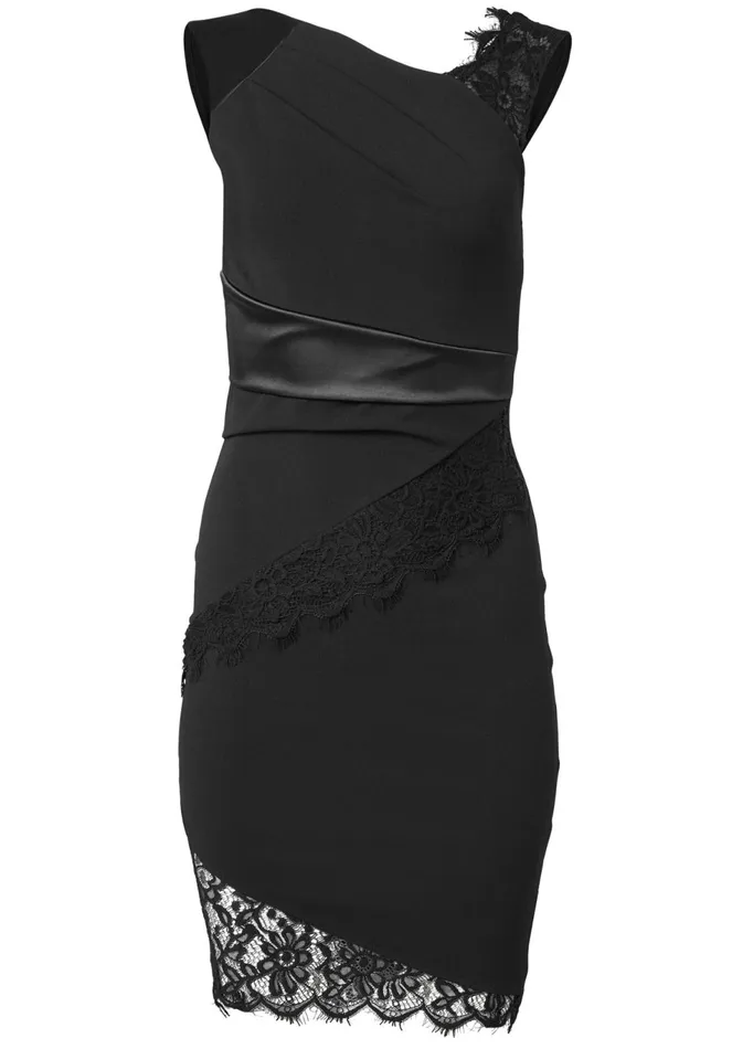 LACE DETAIL PARTY DRESS Black Women VENUS Midi Dresses