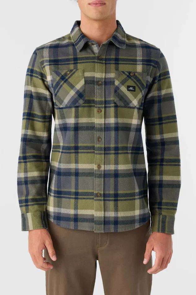 LANDMARKED FLANNEL STANDARD FIT LONG SLEEVE SHIRT Deep Lichen Green Men O039NEILL Clothing