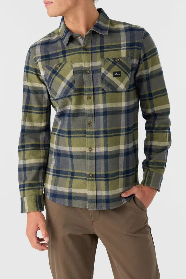 LANDMARKED FLANNEL STANDARD FIT LONG SLEEVE SHIRT Deep Lichen Green Men O039NEILL Clothing