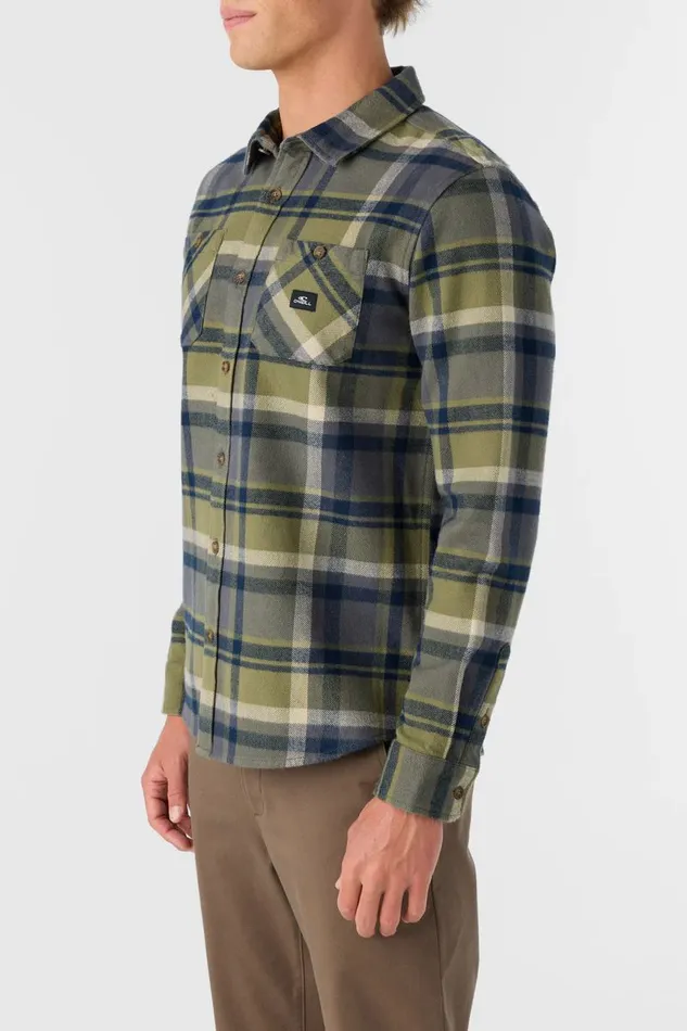 LANDMARKED FLANNEL STANDARD FIT LONG SLEEVE SHIRT Deep Lichen Green Men O039NEILL Clothing