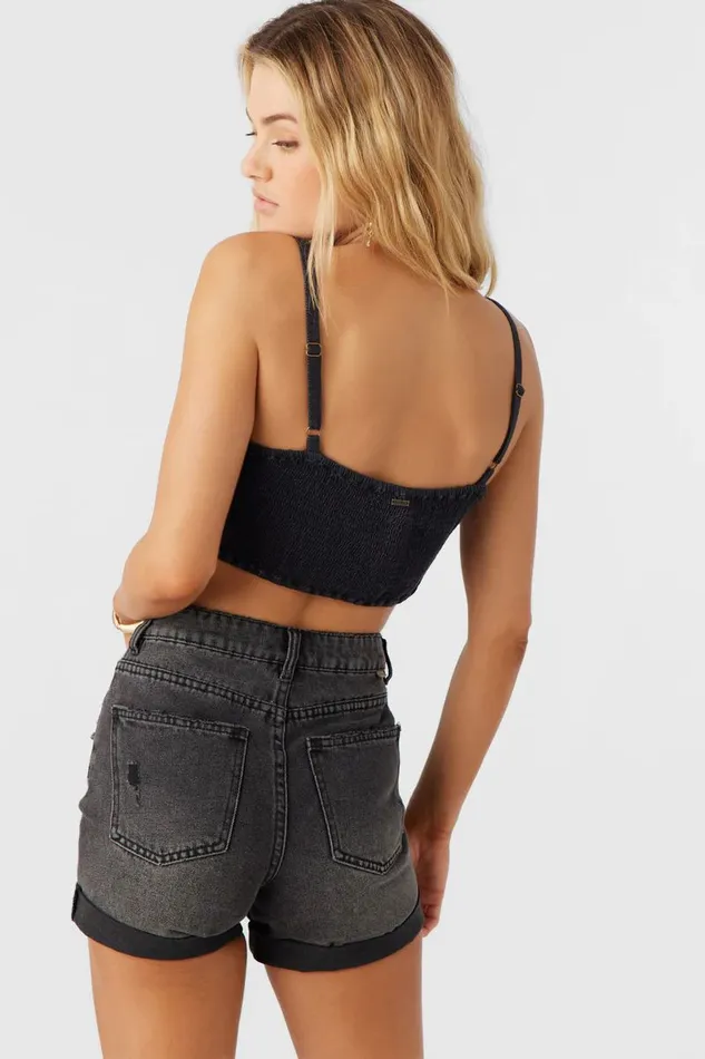 LEA TIEFRONT CROP TOP Black Women O039NEILL Clothing