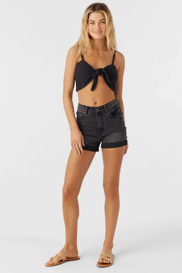 LEA TIEFRONT CROP TOP Black Women O039NEILL Clothing