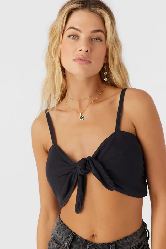 LEA TIEFRONT CROP TOP Black Women O039NEILL Clothing