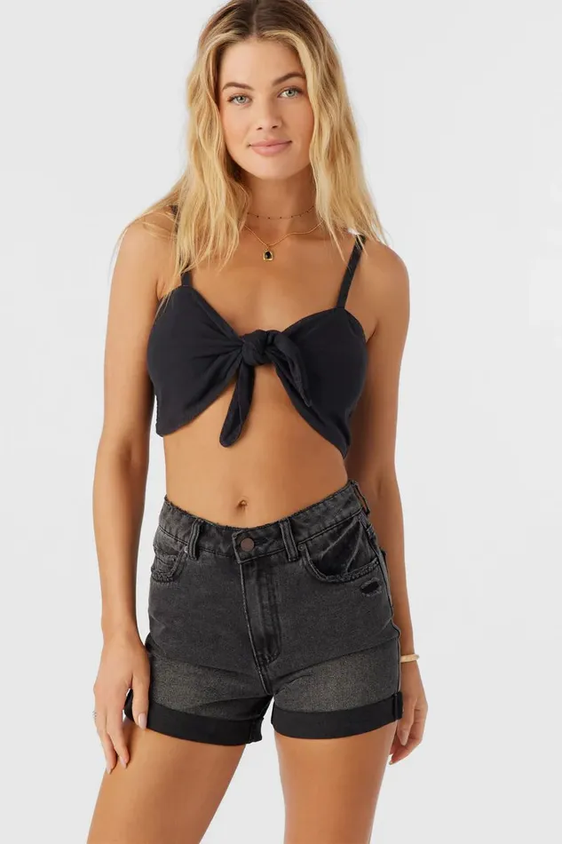 LEA TIEFRONT CROP TOP Black Women O039NEILL Clothing