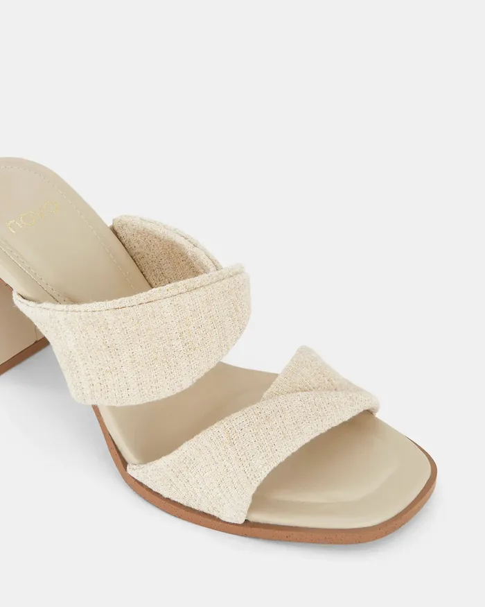 LESIA METALLIC LINEN Block Heels Mules NOVO Shoes Women