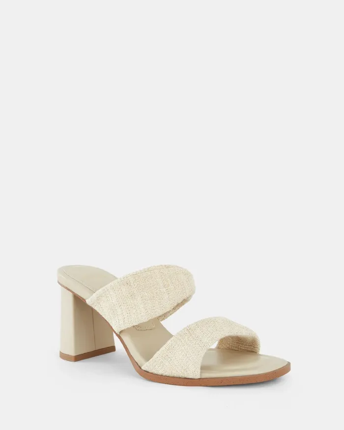 LESIA METALLIC LINEN Block Heels Mules NOVO Shoes Women