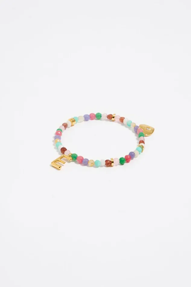 Letter E Multicolor Stones Bracelet Gold Women Bimba Y Lola Alphabet