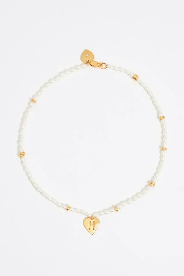 Letter H Heart And Pearl Necklace Gold Women Bimba Y Lola Alphabet