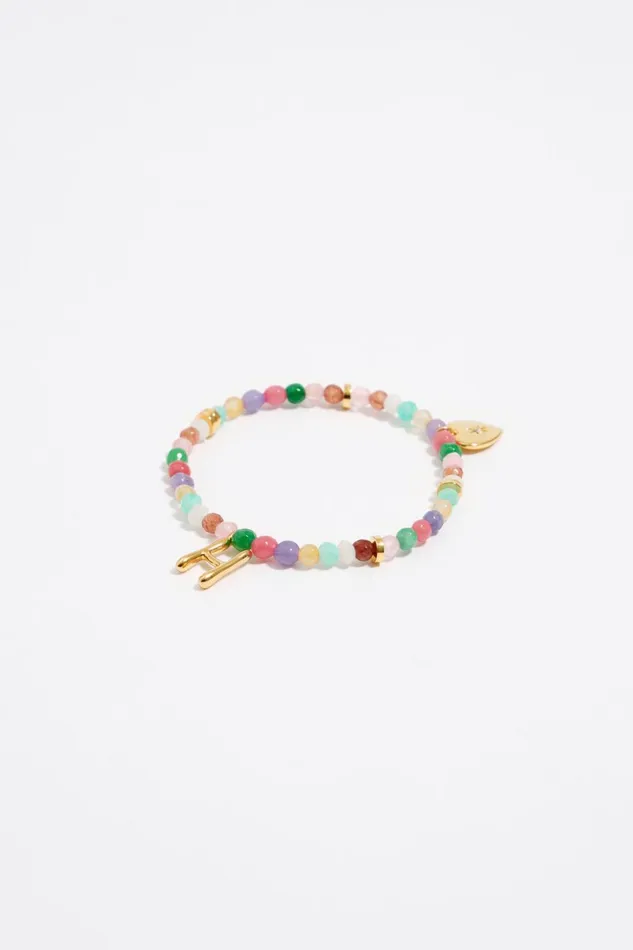 Letter H Multicolor Stones Bracelet Gold Women Bimba Y Lola Alphabet