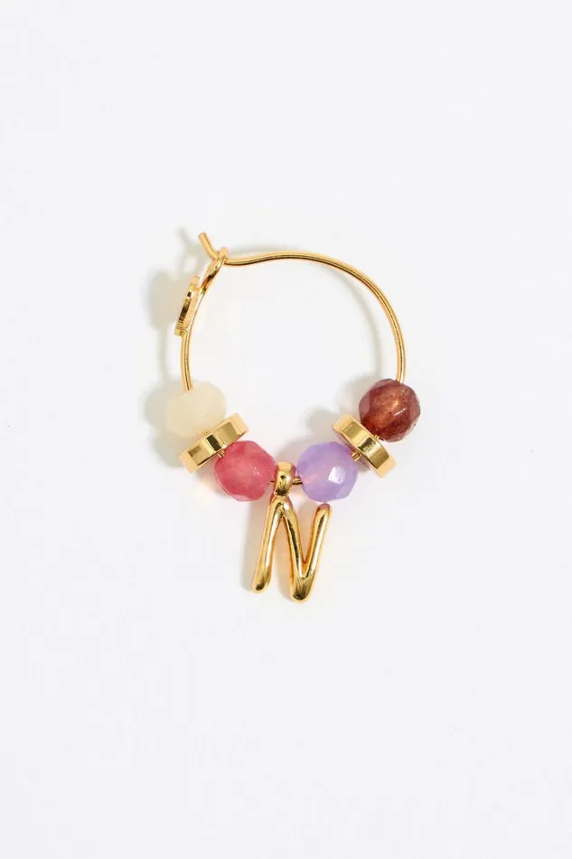 Letter N Multicolor Stones Earrings Gold Women Bimba Y Lola Alphabet Letter N Multicolor Stones Earrings Gold Women Bimba Y Lola Alphabet