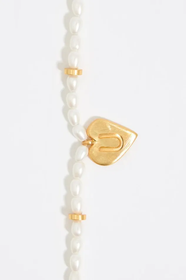 Letter U Heart And Pearl Necklace Gold Women Bimba Y Lola Alphabet Letter U Heart And Pearl Necklace Gold Women Bimba Y Lola Alphabet
