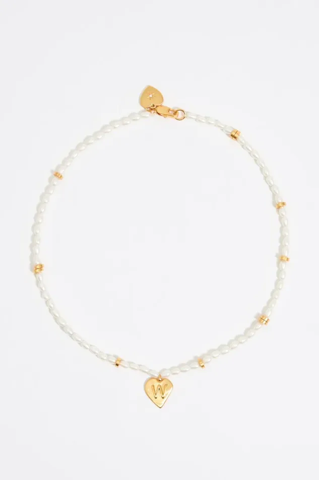 Letter W Heart And Pearl Necklace Gold Women Bimba Y Lola Alphabet