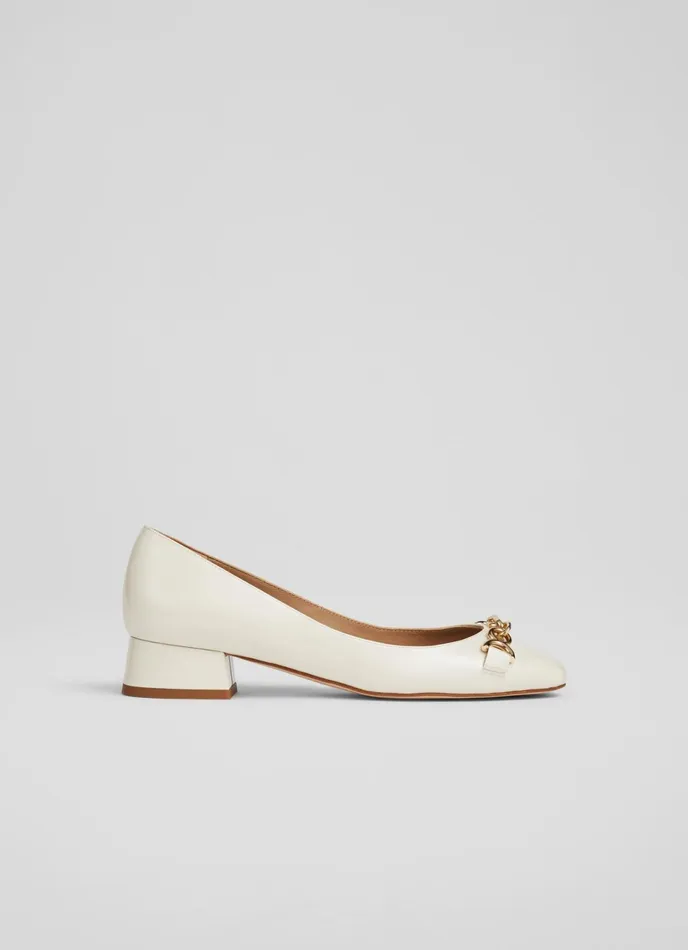 LK Bennett Blakely Ecru Patent Snaffle Pumps Women Flats