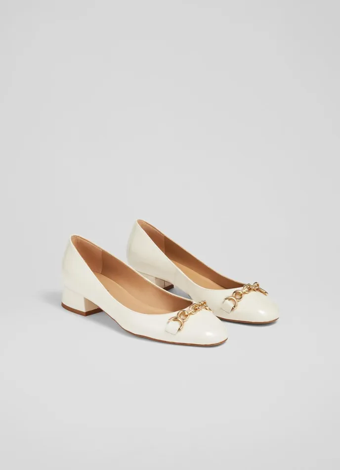 LK Bennett Blakely Ecru Patent Snaffle Pumps Women Flats