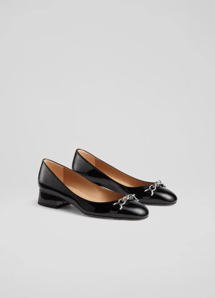LK Bennett Blakely Ecru Patent Snaffle Pumps Women Flats