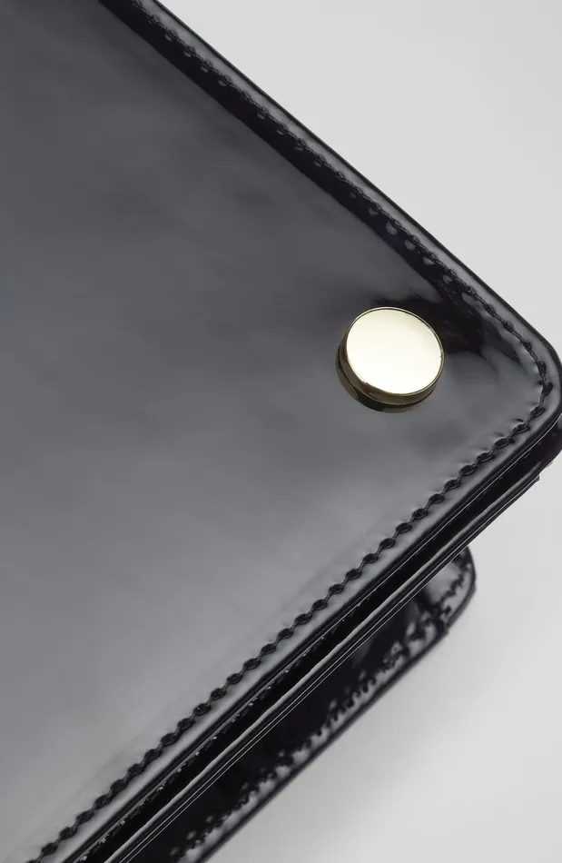 LK Bennett Cici Dark Taupe Patent Leather Clutch Bag Women Clutch Bags