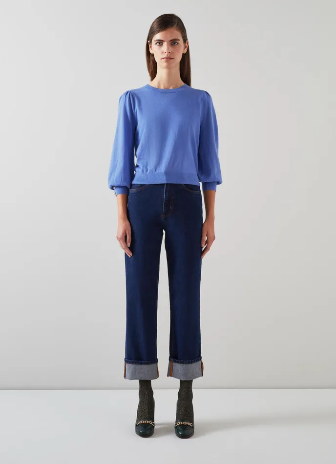 LK Bennett Diana Orange Cotton And Sustainably Sourced Merino Jumper Women Knitwear