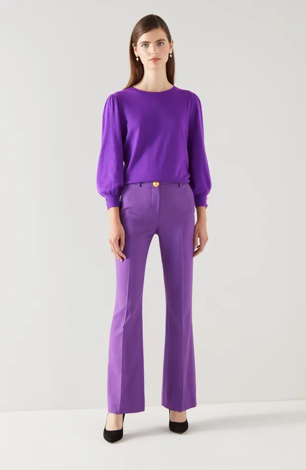 LK Bennett Diana Purple Cotton And Sustainably Sourced Merino Jumper Women Knitwear