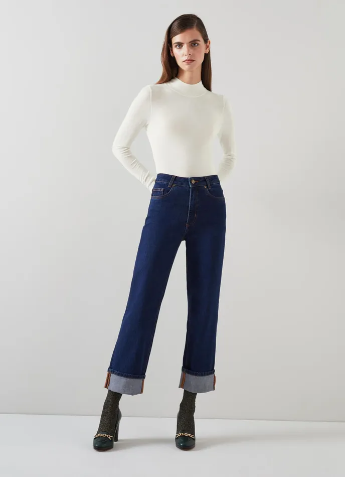 LK Bennett Ellie Black Sustainably Sourced Merino Turtle Neck Jumper Women Knitwear