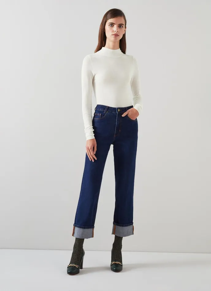 LK Bennett Ellie Black Sustainably Sourced Merino Turtle Neck Jumper Women Knitwear