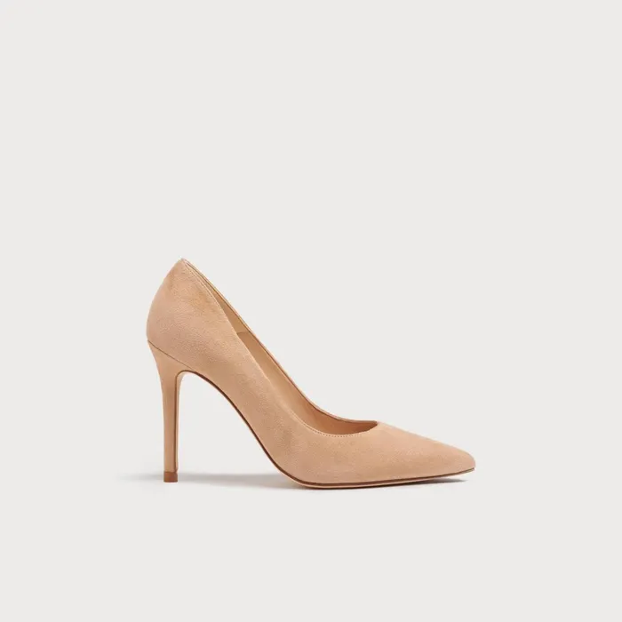 LK Bennett Fern Beige Suede Pointed Toe Courts Women Court Shoes