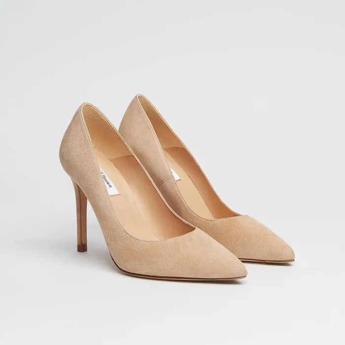 LK Bennett Fern Beige Suede Pointed Toe Courts Women Court Shoes