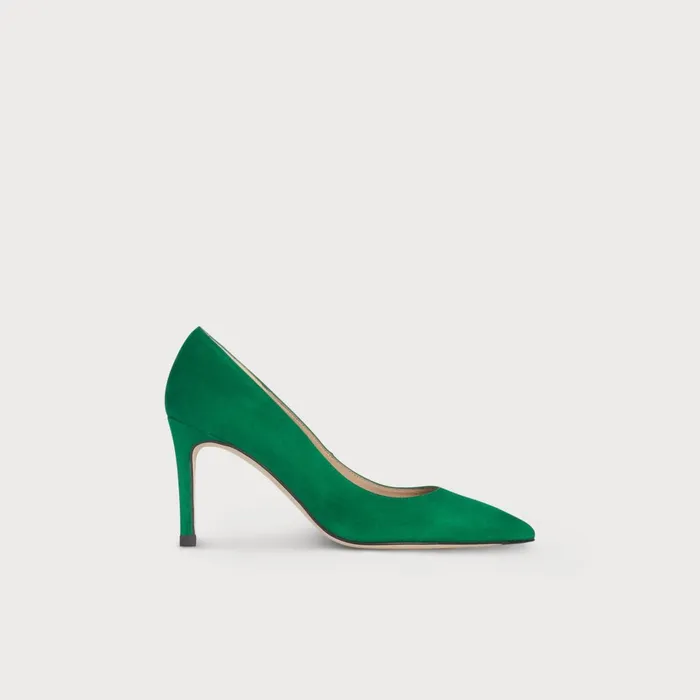 LK Bennett Floret Green Suede Pointed Toe Courts Women Court Shoes