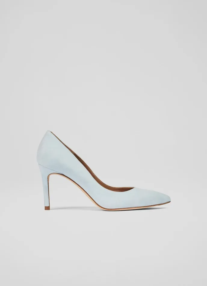 LK Bennett Floret Grey Suede Pointed Toe Courts Women Court Shoes