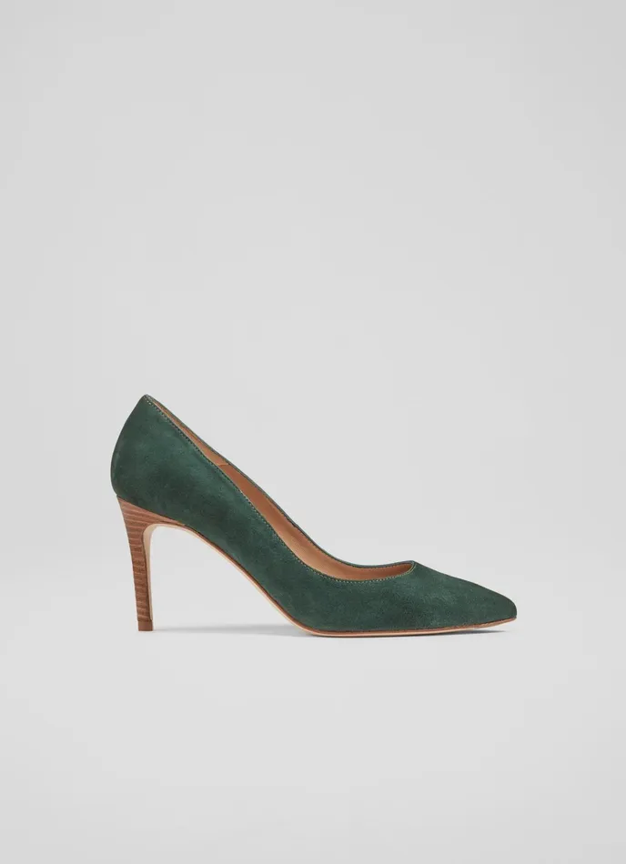 LK Bennett Floret Grey Suede Pointed Toe Courts Women Court Shoes