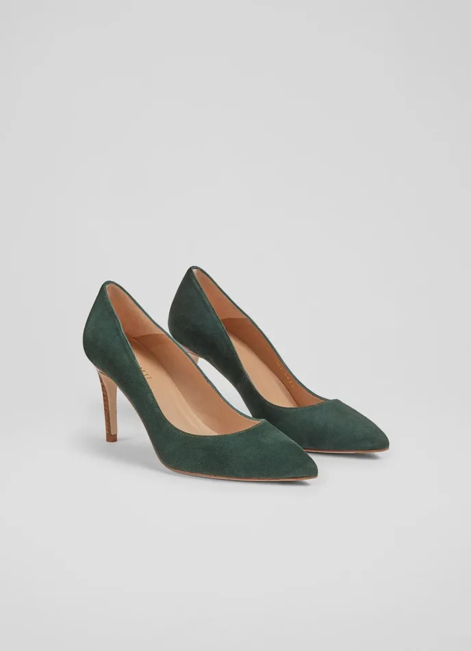 LK Bennett Floret Grey Suede Pointed Toe Courts Women Court Shoes