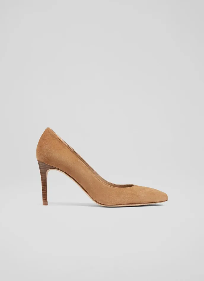 LK Bennett Floret Grey Suede Pointed Toe Courts Women Court Shoes