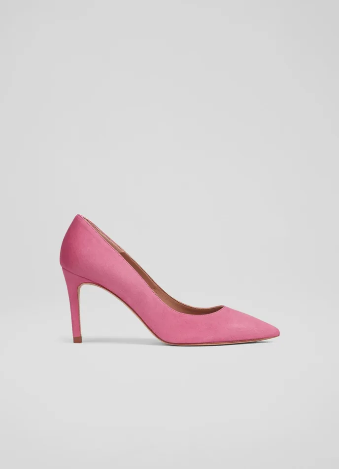 LK Bennett Floret Navy Suede Pointed Toe Courts Women Court Shoes