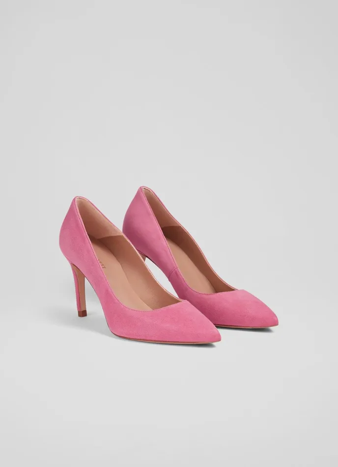 LK Bennett Floret Navy Suede Pointed Toe Courts Women Court Shoes