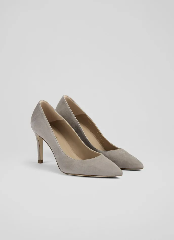 LK Bennett Floret Navy Suede Pointed Toe Courts Women Court Shoes
